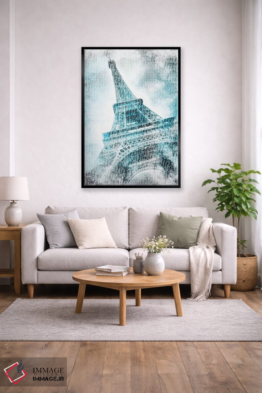 تابلو دکوراتیو برج ایفل پاریس با آبرنگ فیروزه ای اثر ملانی ویولا - D2B