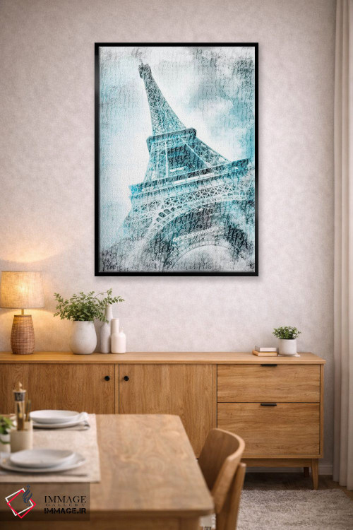 تابلو دکوراتیو برج ایفل پاریس با آبرنگ فیروزه ای اثر ملانی ویولا - D4B