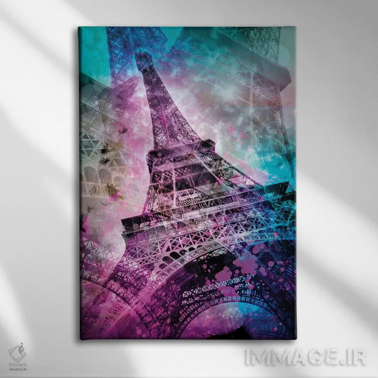 تابلو دکوراتیو برج ایفل به سبک پاپ آرت اثر ملانی ویولا - نمای روبهرو روی دیوار
