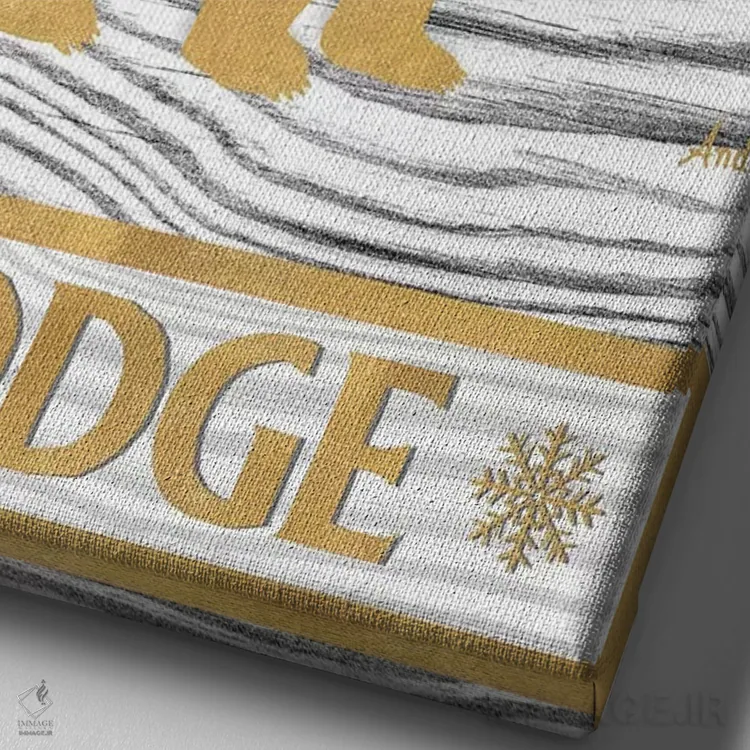 تابلوی کلبه زمستانی ۱ اثر اندی متز - نمای نزدیک بافت بوم