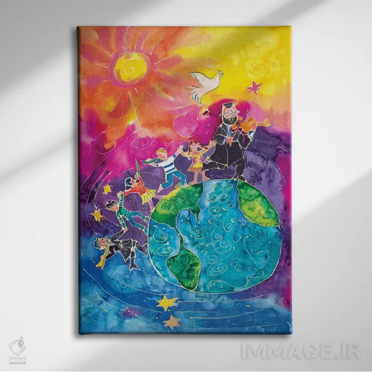 تابلو دکوراتیو صلح در سراسر جهان اثر میشل پالور فلدمن - نمای روبهرو روی دیوار