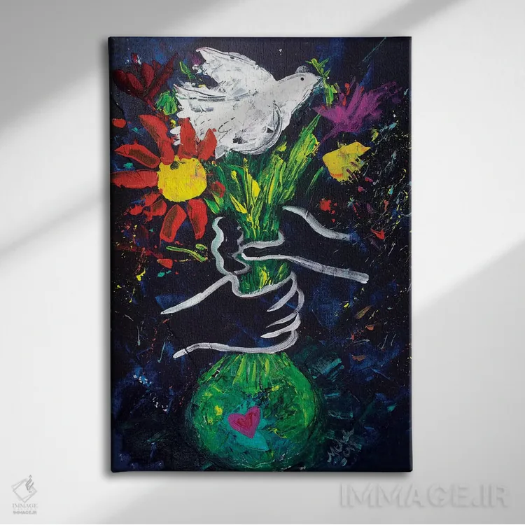 تابلو دکوراتیو صلح به سبک پیکاسو اثر میشل پالور فلدمن - نمای روبهرو روی دیوار