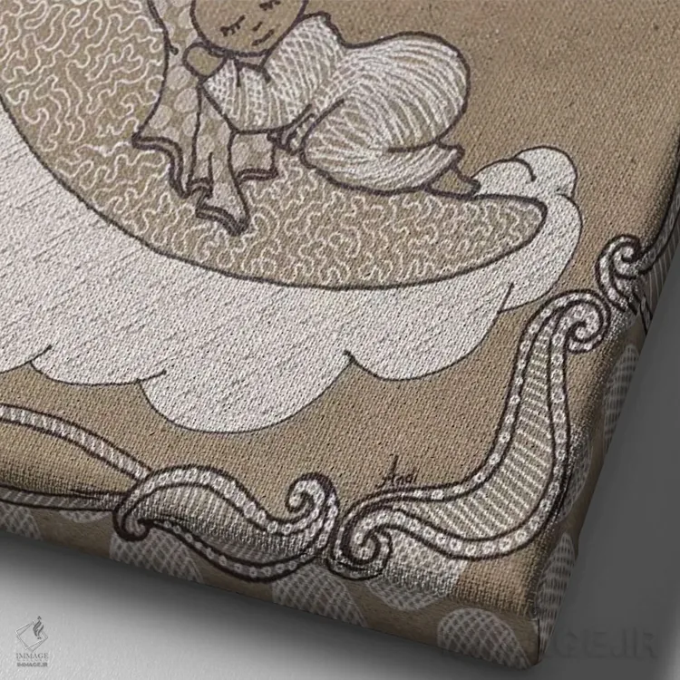 تابلو دکوراتیو لالایی شیرین ۱ اثر اندی متز - نمای نزدیک بافت بوم