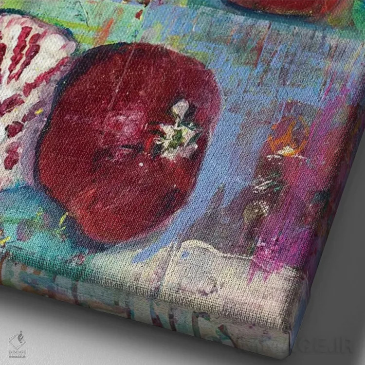 تابلو دکوراتیو صلح و انار اثر میشل پالور فلدمن - نمای نزدیک بافت بوم