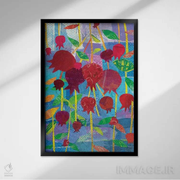 تابلو دکوراتیو جشن انار اثر میشل پالور فلدمن - نمای قابدار مشکی