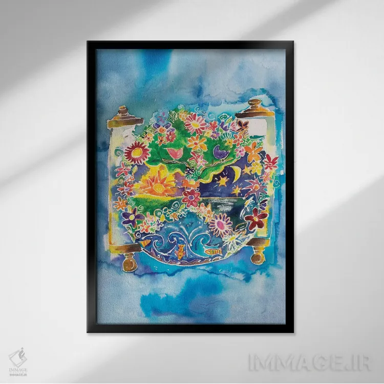 تابلو دکوراتیو تورات صلح اثر میشل پالور فلدمن - نمای قابدار مشکی