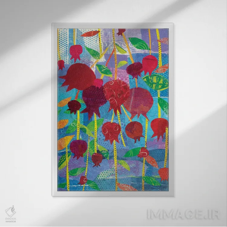 تابلو دکوراتیو جشن انار اثر میشل پالور فلدمن - نمای قابدار سفید