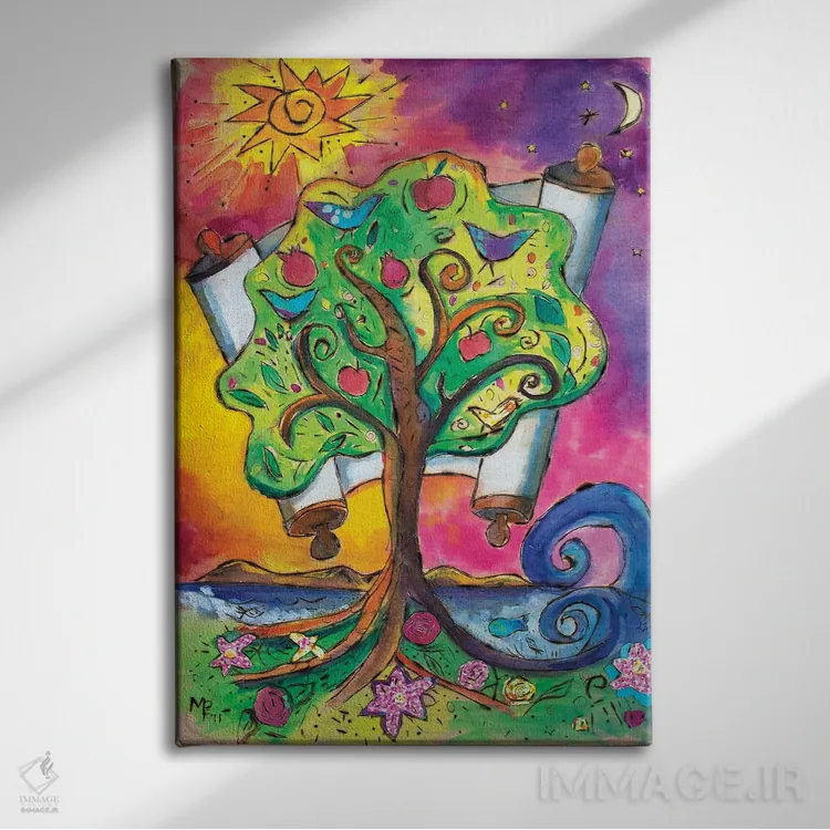 تابلو دکوراتیو درخت زندگی ۳ اثر میشل پالور فلدمن - نمای روبهرو روی دیوار