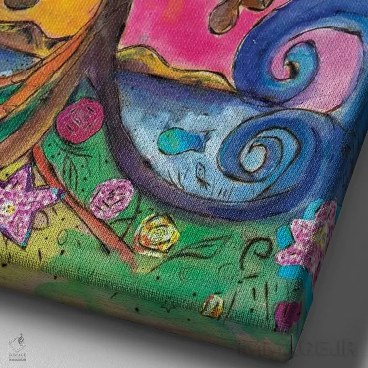 تابلو دکوراتیو درخت زندگی ۳ اثر میشل پالور فلدمن - نمای نزدیک بافت بوم