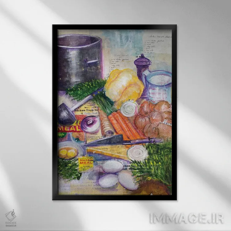 تابلو دکوراتیو سوپ مرغ اثر میشل پالور فلدمن - نمای قابدار مشکی