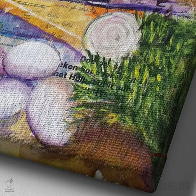 تابلو دکوراتیو سوپ مرغ اثر میشل پالور فلدمن - نمای نزدیک بافت بوم