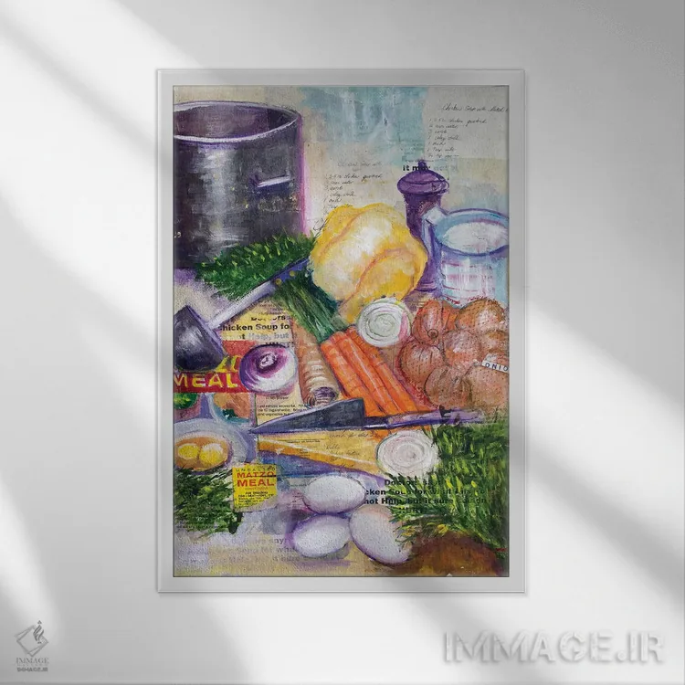 تابلو دکوراتیو سوپ مرغ اثر میشل پالور فلدمن - نمای قابدار سفید