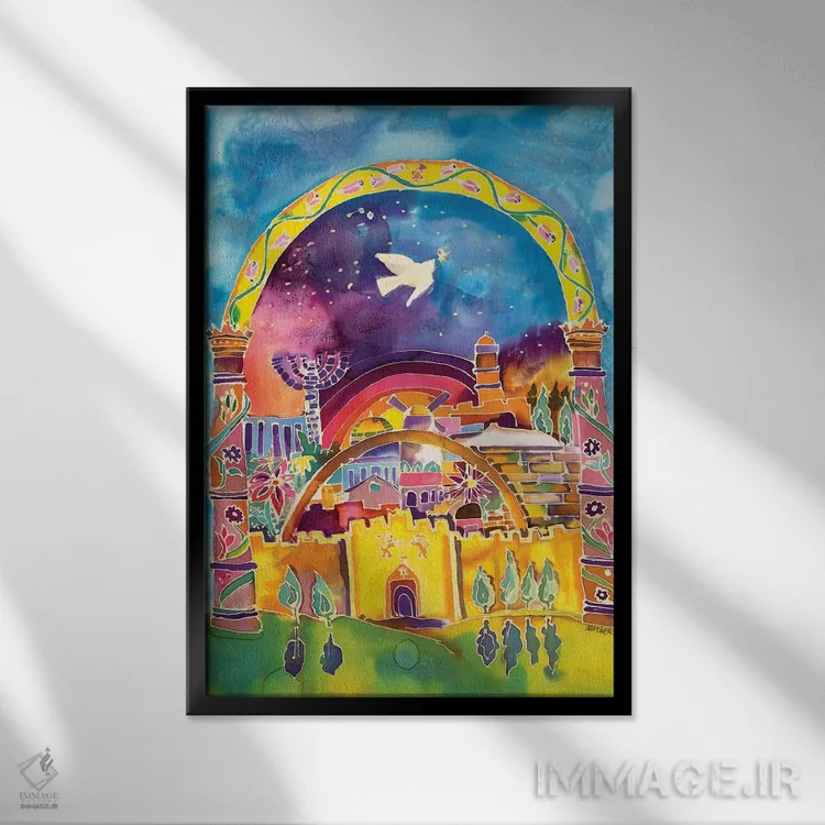 تابلو دکوراتیو شهر صلح اثر میشل پالور فلدمن - نمای قابدار مشکی