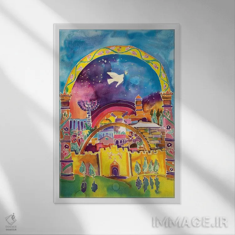 تابلو دکوراتیو شهر صلح اثر میشل پالور فلدمن - نمای قابدار سفید