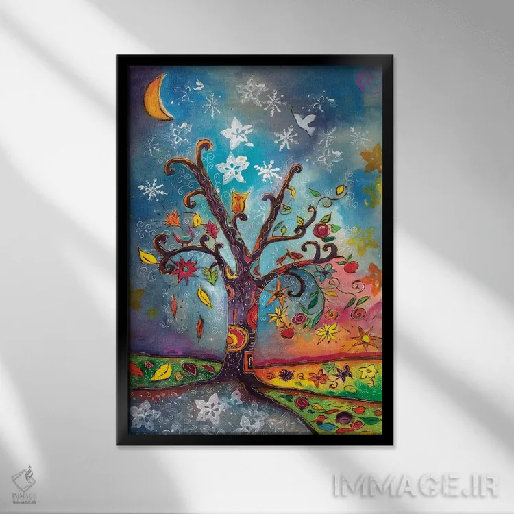 تابلو دکوراتیو رنگ های باد اثر میشل پالور فلدمن - نمای قابدار مشکی