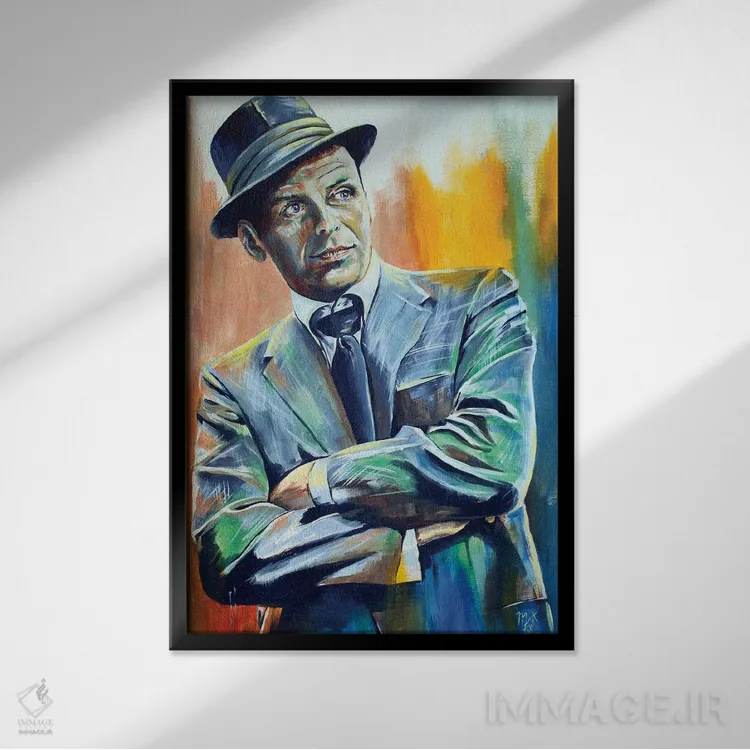 تابلو دکوراتیو فرانسیس آلبرت سیناترا اثر مارک فاکس - نمای قابدار مشکی