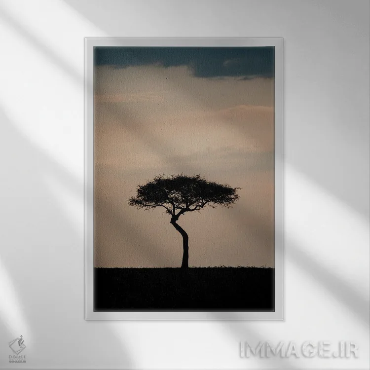 تابلو دکوراتیو درخت تنها، کنیا اثر ملیسا فایندلی - نمای قابدار سفید