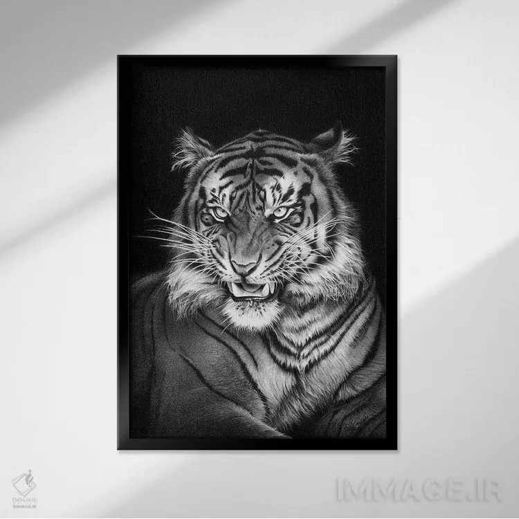 تابلو دکوراتیو ببر اثر میرو گراباورشاک - نمای قابدار مشکی