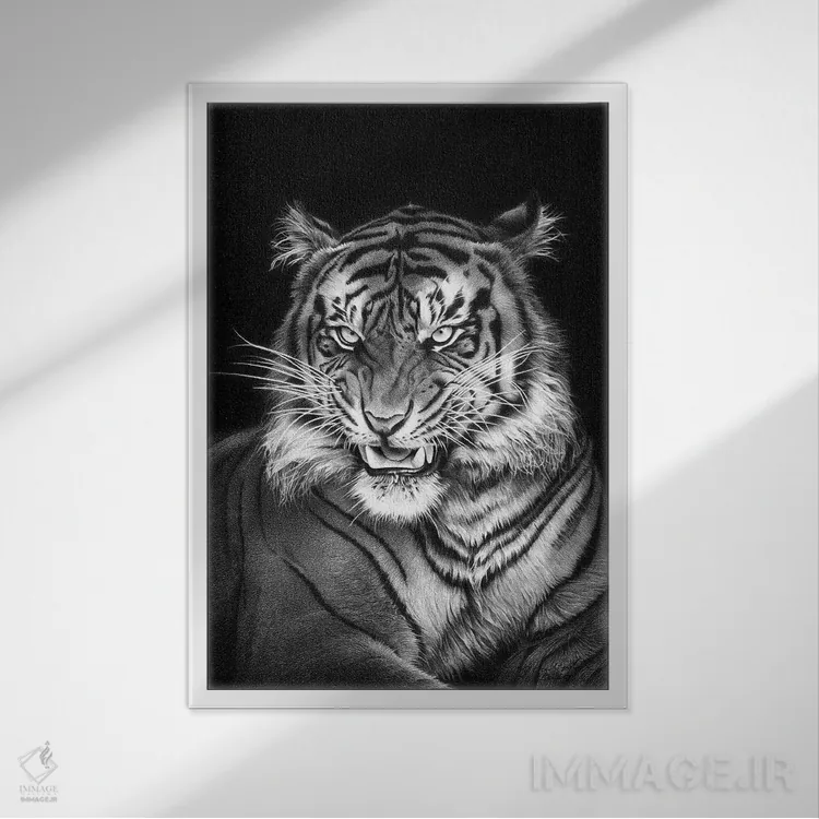 تابلو دکوراتیو ببر اثر میرو گراباورشاک - نمای قابدار سفید