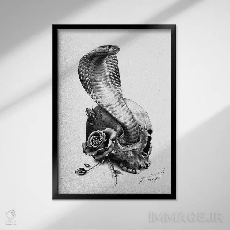 تابلو دکوراتیو کبرا اثر میرو گراباورشاک - نمای قابدار مشکی