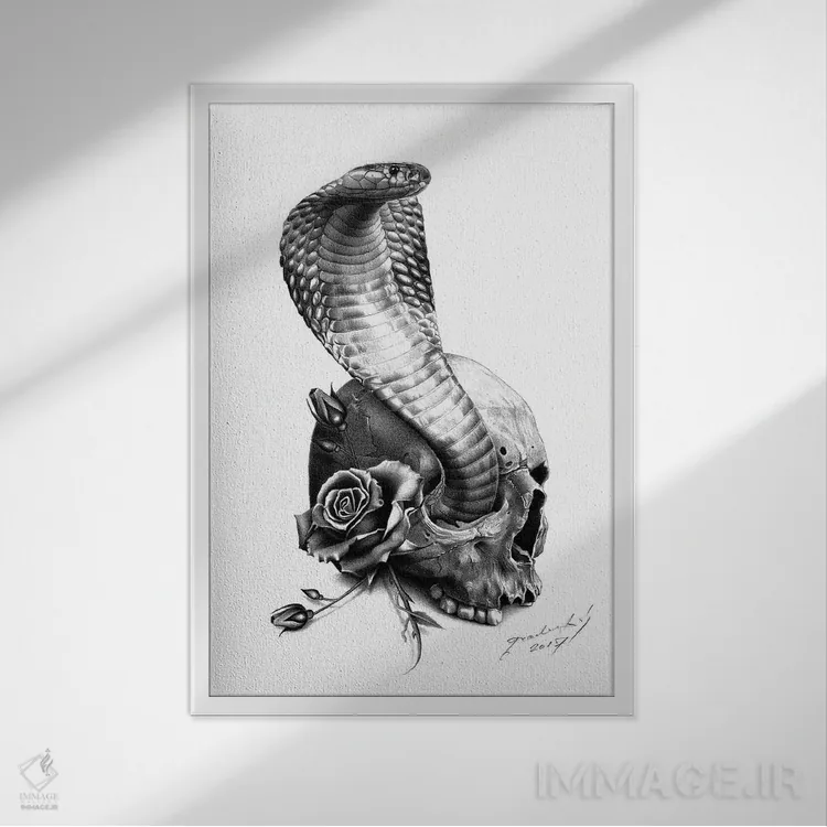 تابلو دکوراتیو کبرا اثر میرو گراباورشاک - نمای قابدار سفید