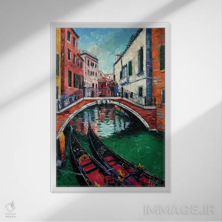 تابلو دکوراتیو رمانس ونیز اثر مونا ادولسکو - نمای قابدار سفید