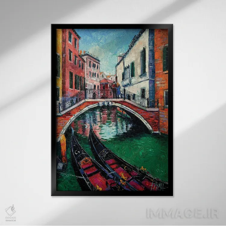 تابلو دکوراتیو رمانس ونیز اثر مونا ادولسکو - نمای قابدار مشکی