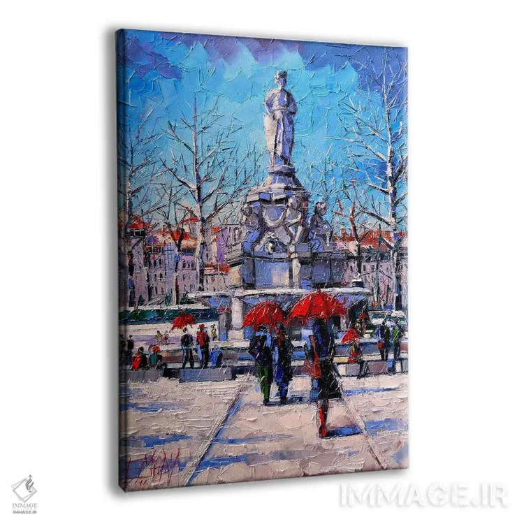تابلو دکوراتیو صحنه زمستانی شهر اثر مونا ادولسکو - نمای پرسپکتیو محصول