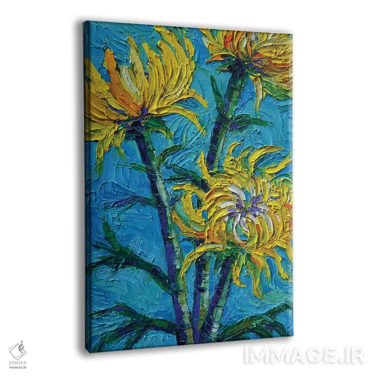 تابلو دکوراتیو دسته گل داوودی اثر مونا ادولسکو - نمای پرسپکتیو محصول