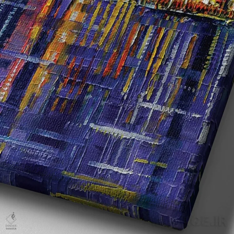 تابلو دکوراتیو افق شیکاگو اثر مونا ادولسکو - نمای نزدیک بافت بوم