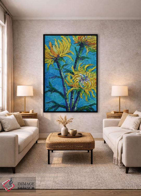 تابلو دکوراتیو دسته گل داوودی اثر مونا ادولسکو - D1B