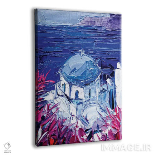 تابلو دکوراتیو نمای کلیسای سانتورینی اثر مونا ادولسکو - نمای پرسپکتیو محصول