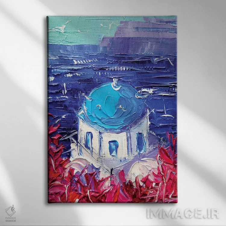 تابلو دکوراتیو گنبد کلیسای سانتورینی اثر مونا ادولسکو - نمای روبهرو روی دیوار