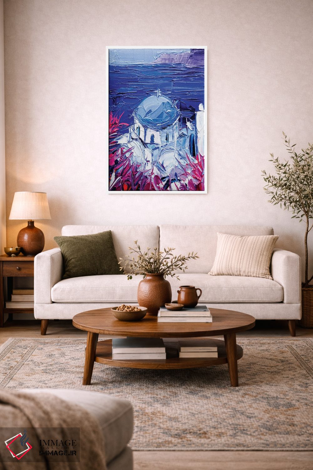 تابلو دکوراتیو نمای کلیسای سانتورینی اثر مونا ادولسکو - D1W