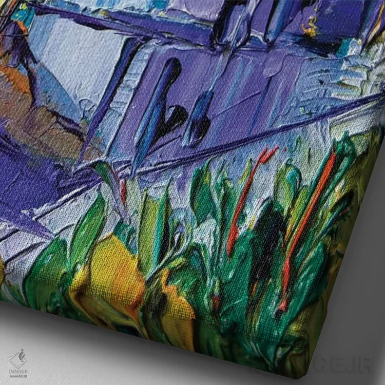 تابلو دکوراتیو نور غروب در اویا اثر مونا ادولسکو - نمای نزدیک بافت بوم