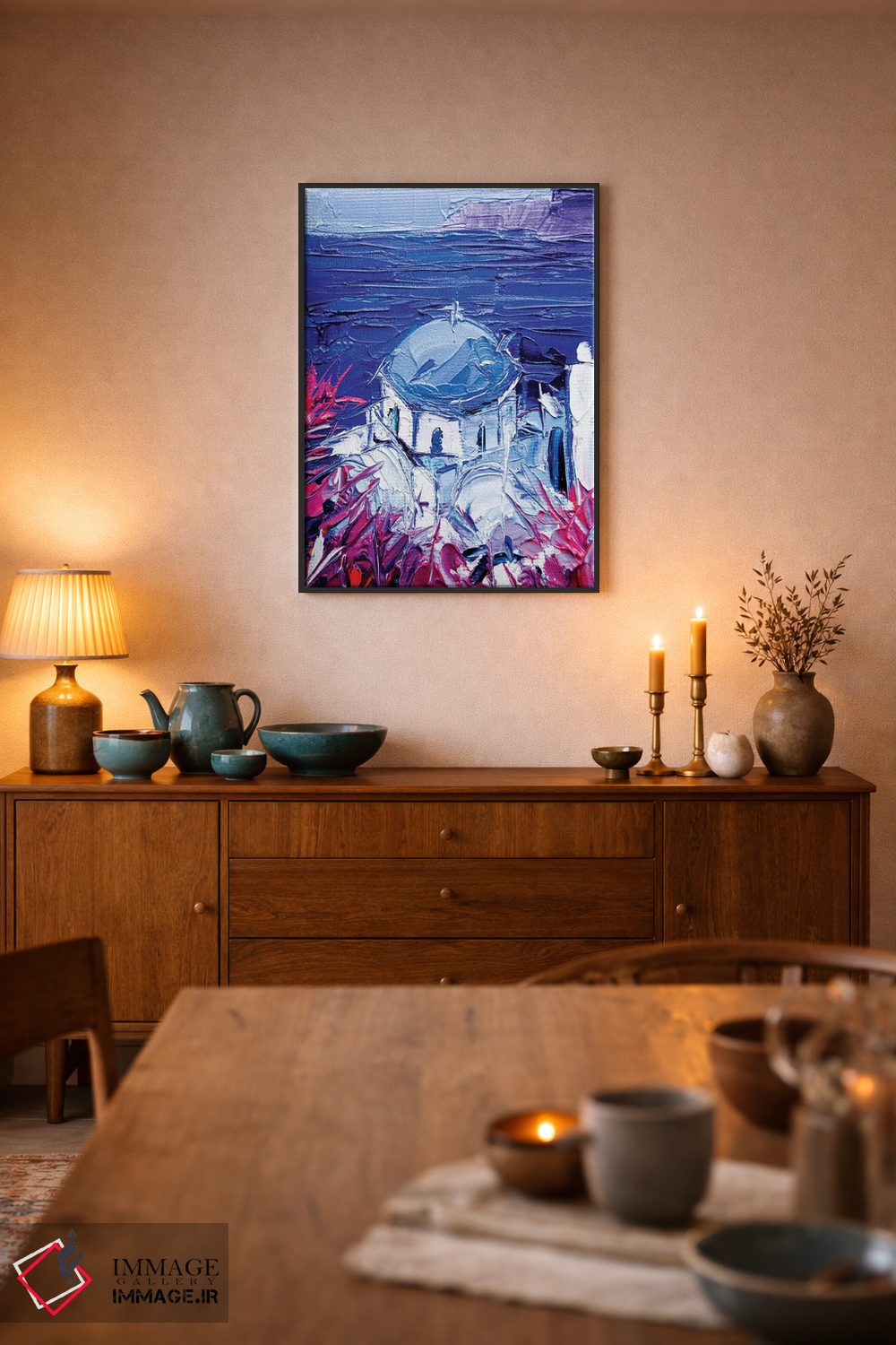 تابلو دکوراتیو نمای کلیسای سانتورینی اثر مونا ادولسکو - D6B