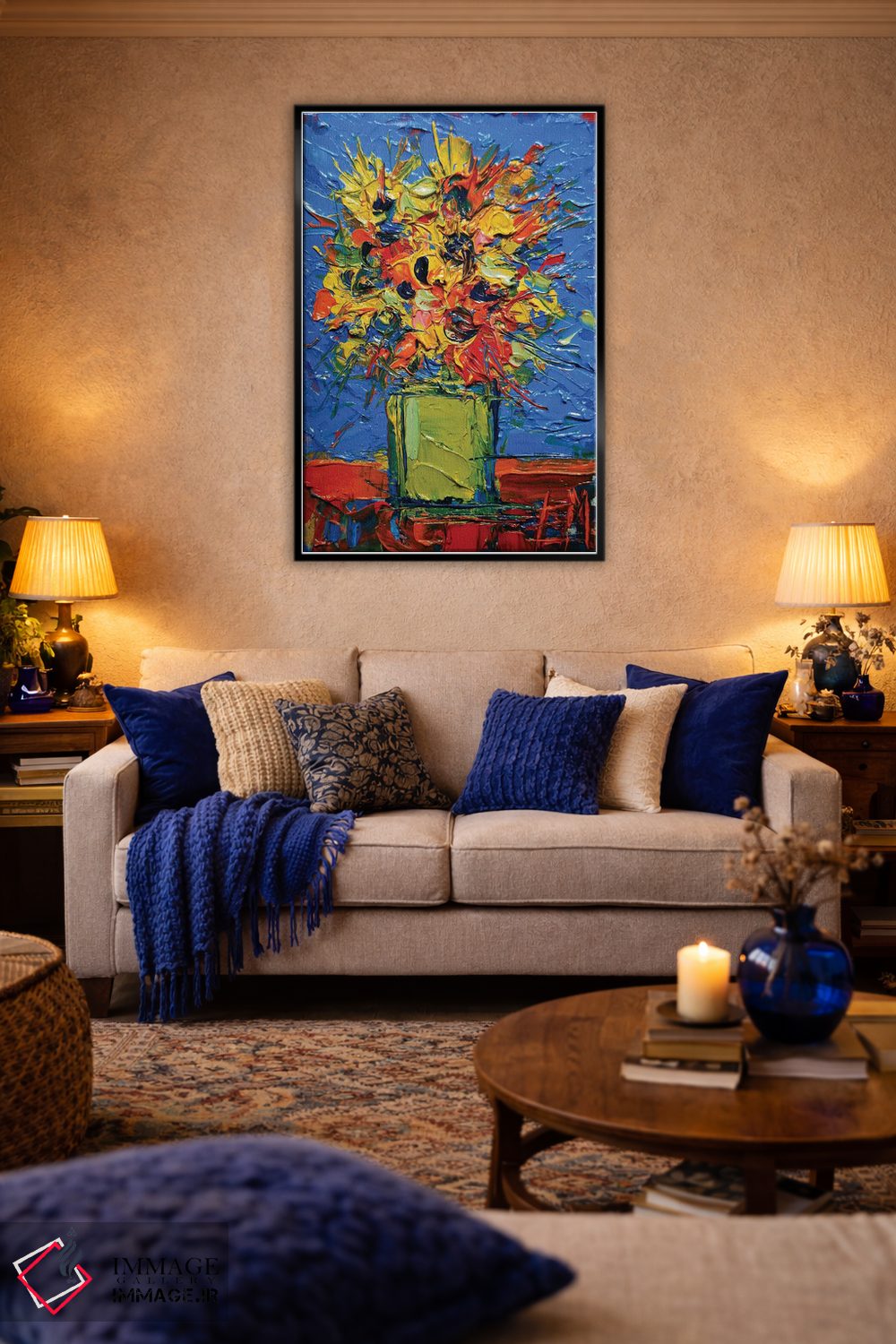 تابلو انتزاعی دسته گل مینیاتوری انتزاعی اثر مونا ادولسکو - D4B