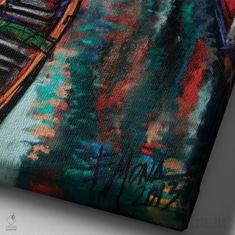 تابلو دکوراتیو رنگ های ونیز اثر مونا ادولسکو - نمای نزدیک بافت بوم