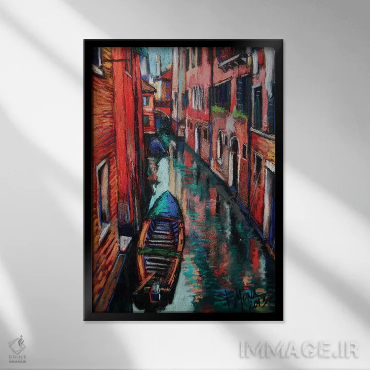 تابلو دکوراتیو رنگ های ونیز اثر مونا ادولسکو - نمای قابدار مشکی