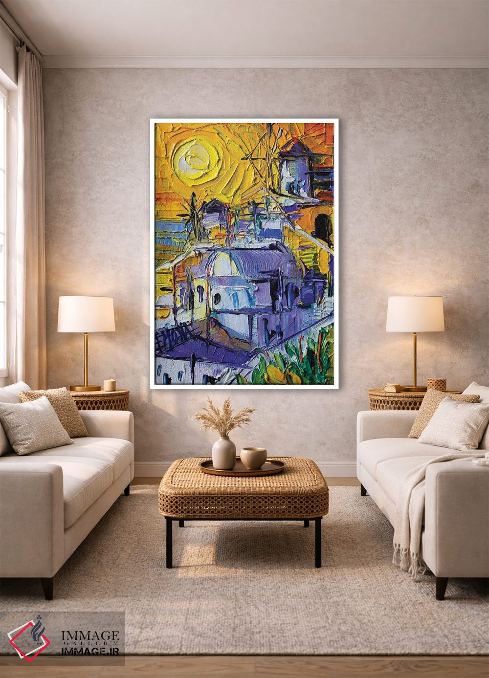 تابلو دکوراتیو نور غروب در اویا اثر مونا ادولسکو - D1W