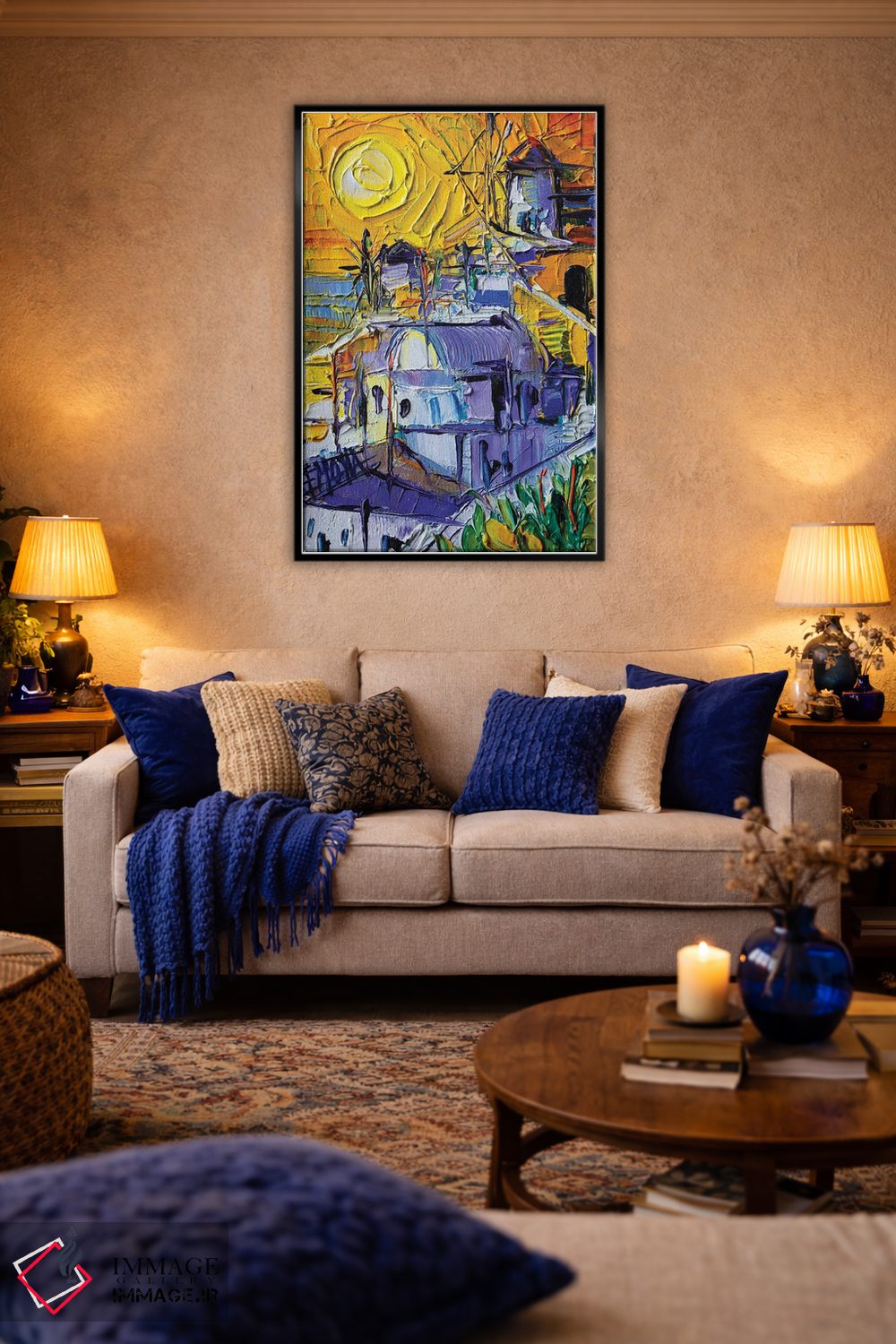 تابلو دکوراتیو نور غروب در اویا اثر مونا ادولسکو - D4B