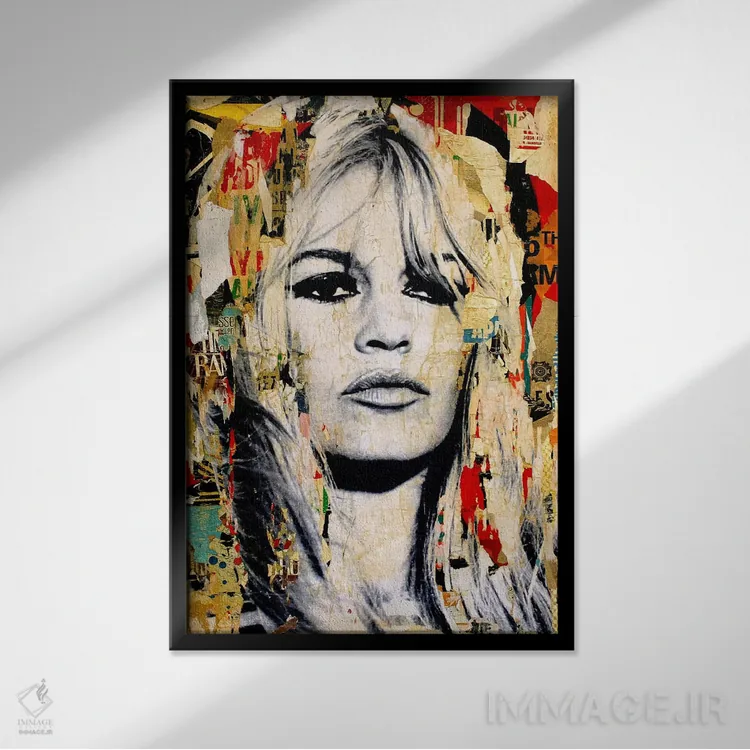 تابلو دکوراتیو بریژیت باردو اثر میشیل فولکرز - نمای قابدار مشکی