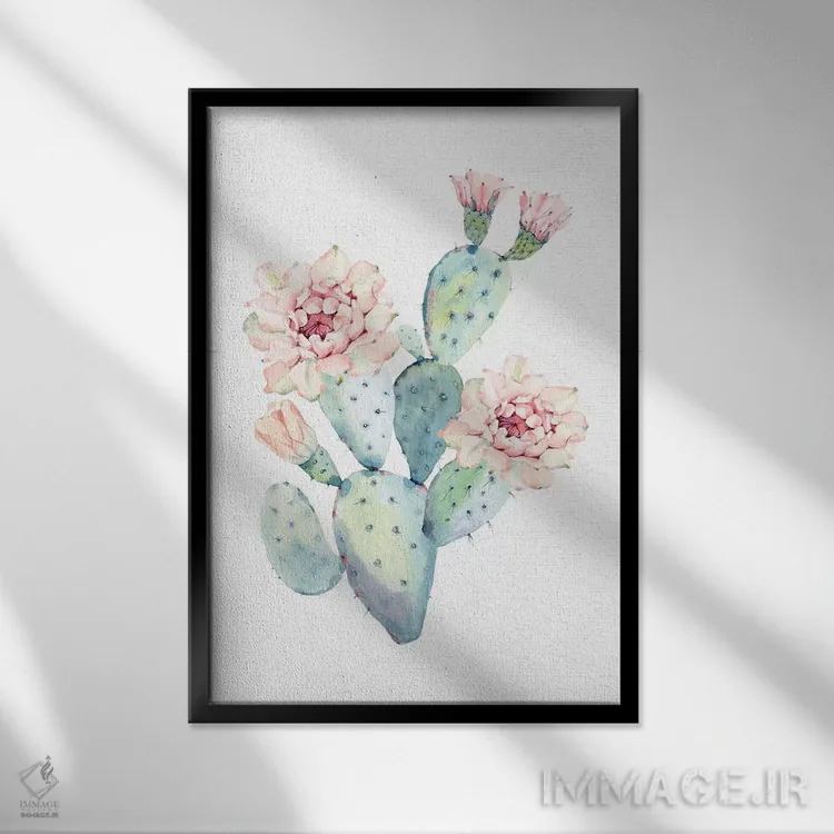 تابلو دکوراتیو زیباترین کاکتوس اثر نیچر مجیک - نمای قابدار مشکی