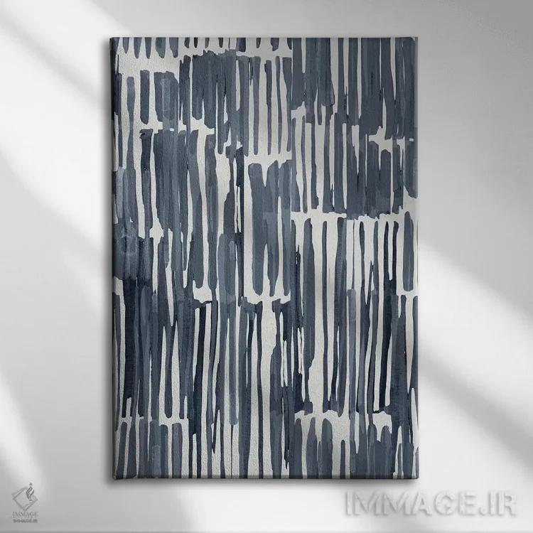 تابلو مینیمال ضربه قلم بامبو به سبک وابی سابی اثر نیچر مجیک - نمای روبهرو روی دیوار