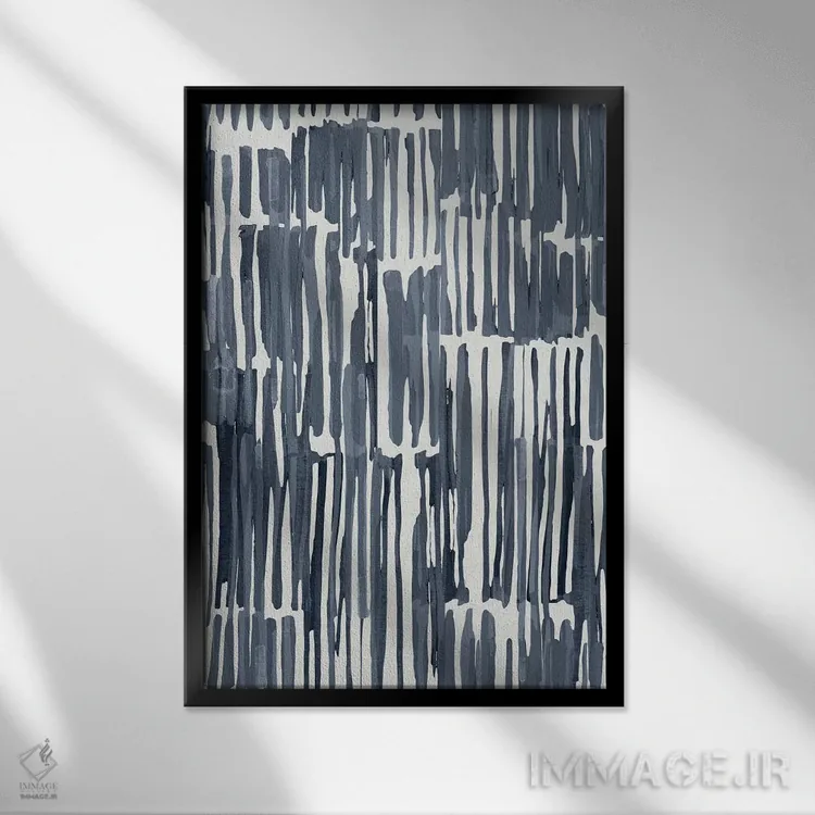تابلو مینیمال ضربه قلم بامبو به سبک وابی سابی اثر نیچر مجیک - نمای قابدار مشکی