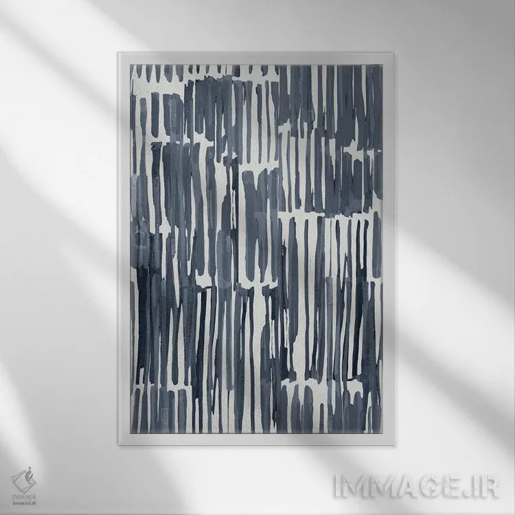 تابلو مینیمال ضربه قلم بامبو به سبک وابی سابی اثر نیچر مجیک - نمای قابدار سفید