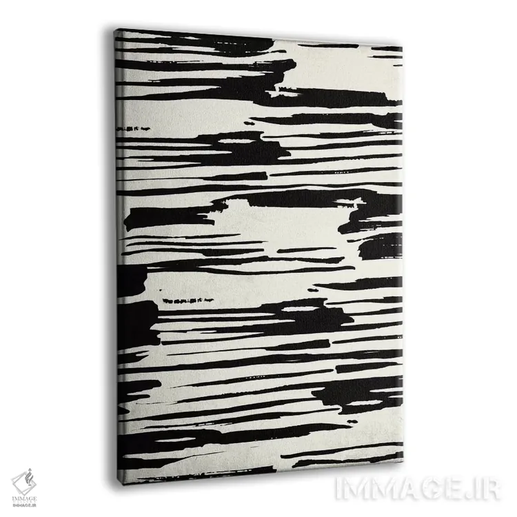 تابلو مینیمال کرم استخوان راه راه قبیله ای اثر نیچر مجیک - نمای پرسپکتیو محصول