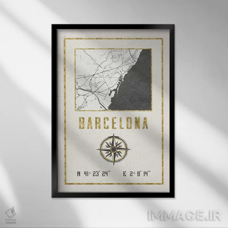 تابلو دکوراتیو بارسلونا، اسپانیا اثر نیچر مجیک - نمای قابدار مشکی