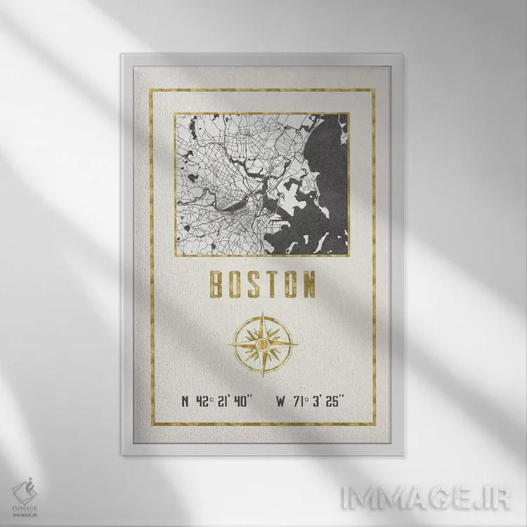 تابلو دکوراتیو بوستون، ماساچوست اثر نیچر مجیک - نمای قابدار سفید