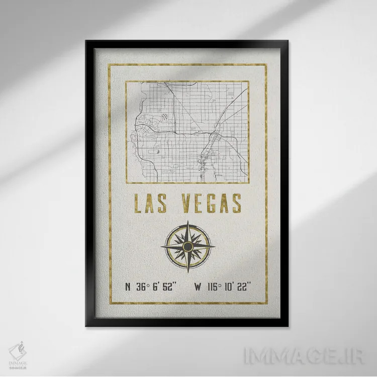 تابلو دکوراتیو لاس وگاس، نوادا اثر نیچر مجیک - نمای قابدار مشکی